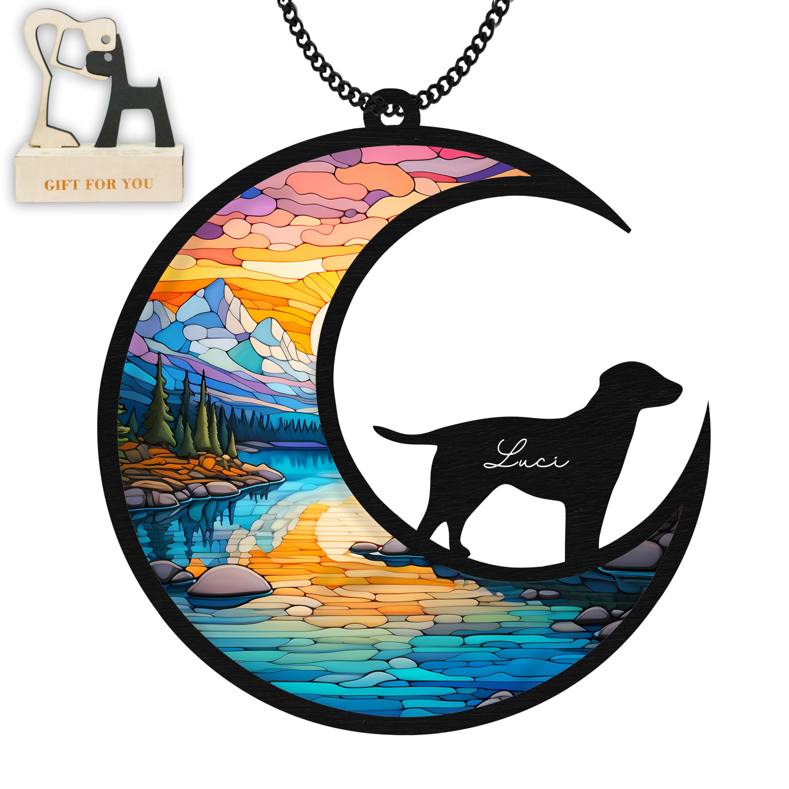 Labrador Retriever Memorial Dog Suncatcher Acrylic Stained Glass Window Car Hanging Loss of Dog Sympathy Gift for Pet Lover Dog Passing Away Gifts SC-D-B2-6-74