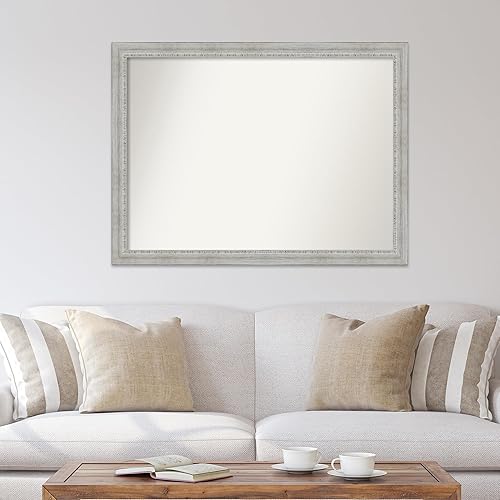 Miniatura 4 de Amanti Art Espejo de baño blanco para sobre el fregadero, 37 x 49 pulgadas, espejo de tocador rectangular de lavado blanco rústico, marco de madera