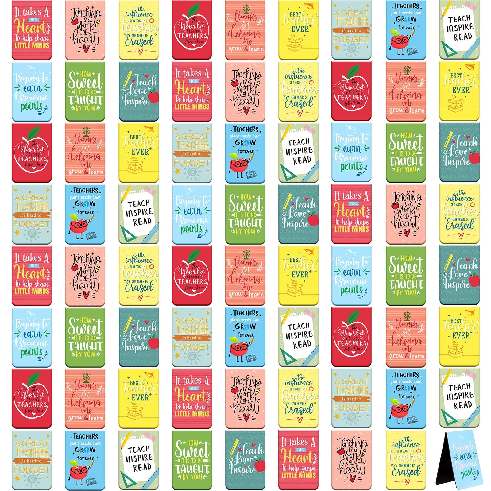 Zonon Teacher Magnetic Bookmarks for Women Teacher Appreciation Thank You Gifts from Students Graduation Back to School Gifts Magnet Book Marker Page Clip Accessory for Reading Party Supplies(72 Pcs)