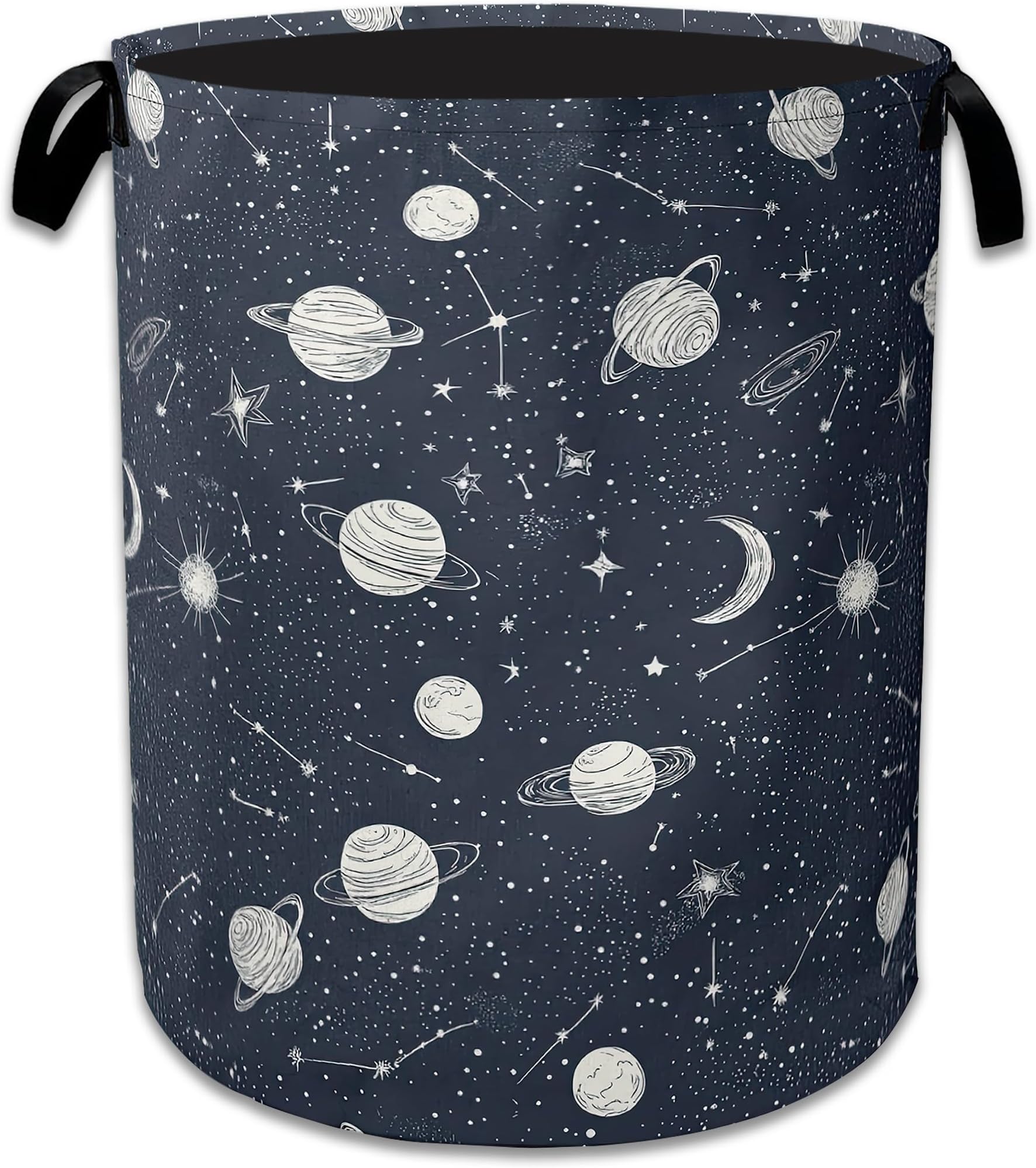 Star Moon Laundry Basket Collapsible Laundry Hamper with Handle, Oxford Clothes Storage Bin for Bathroom Bedroom Room Decor, Gift Basket 16" X 20.8"