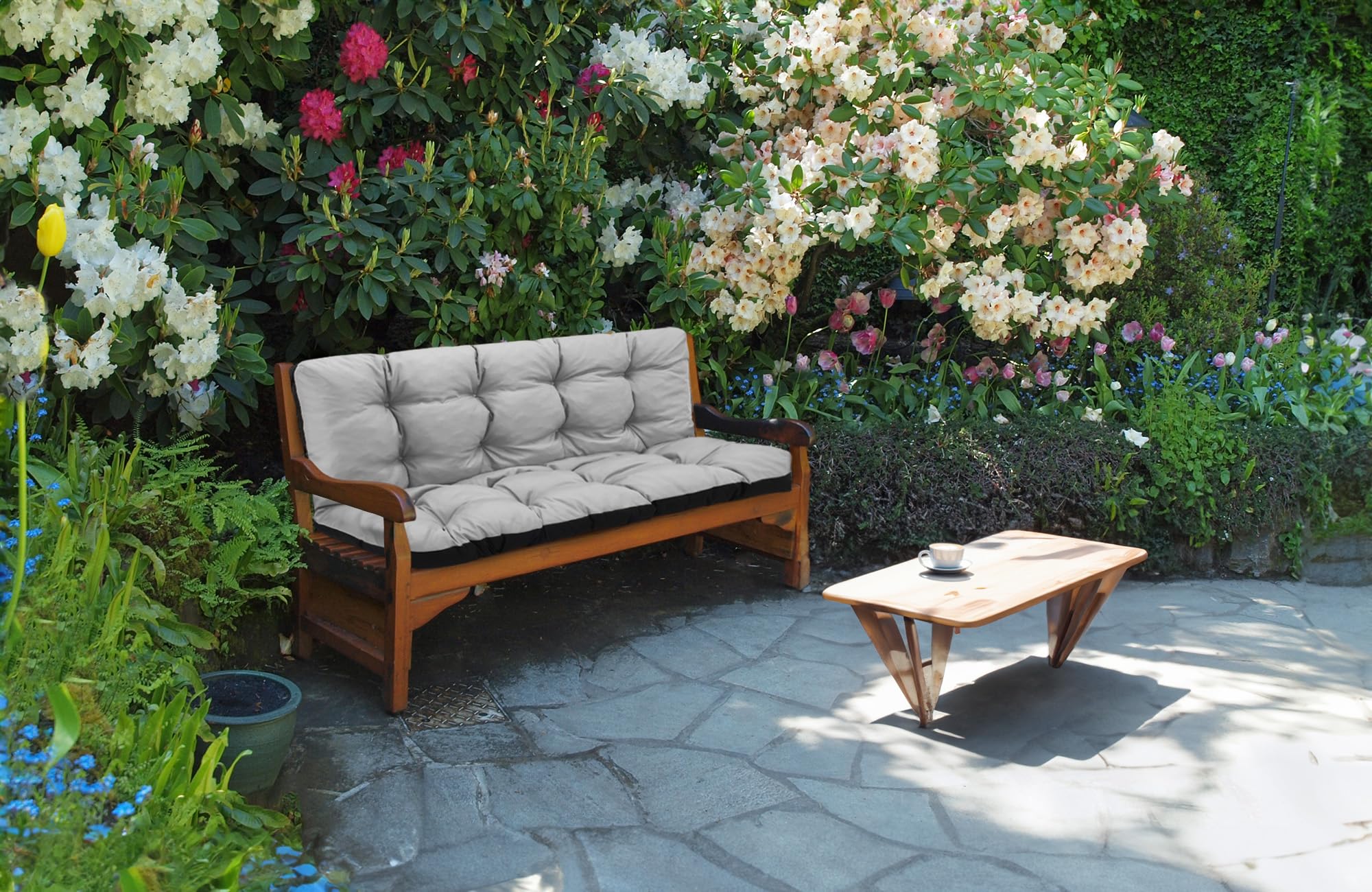 Amazinggirl Coussin de Banc Exterieur 180x100 cm pour Salon de Jardin & Balancelle - Coussin Banc Banquette Assise Intérieur Coussins de Jardin Extérieur Galette Interieur Gris Clair