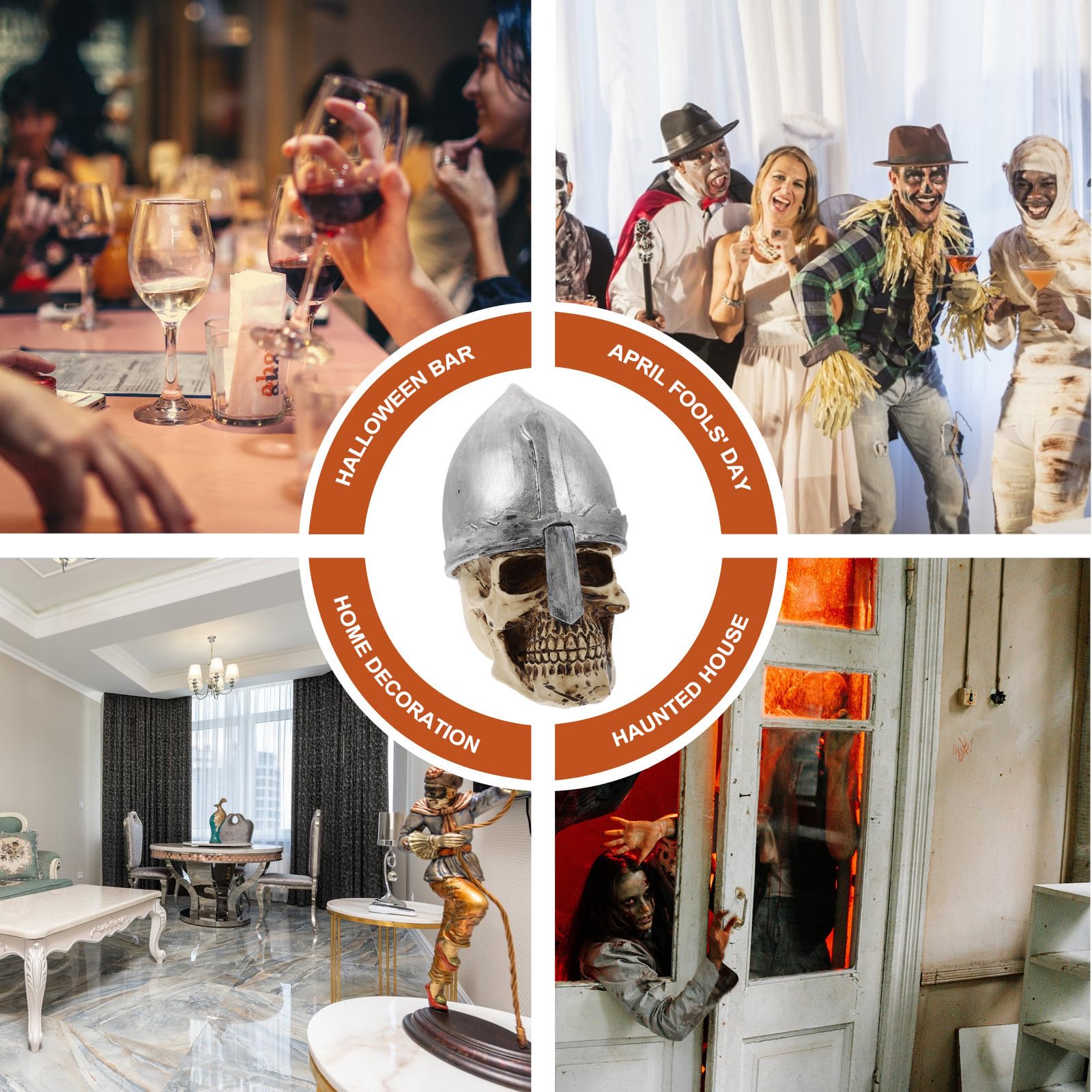 Abaodam 2 Pezzi Decorazione Scheletro Halloween in Resina Bianca 1:1 Teschio Realistico per Atmosfera Spaventosa e Arredamento Delicato da Ufficio o Souvenir