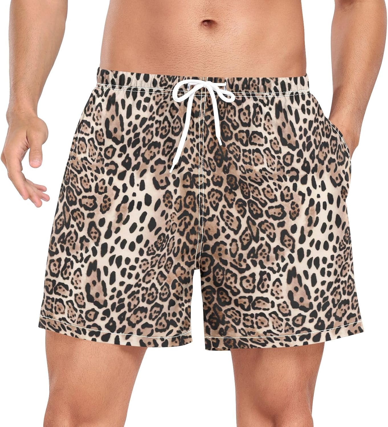 Crane and Pine Tree Men's Swim Trunks with Liner Summer Quick Dry Beach Shorts Swimwear Bathing Suit S-XXL