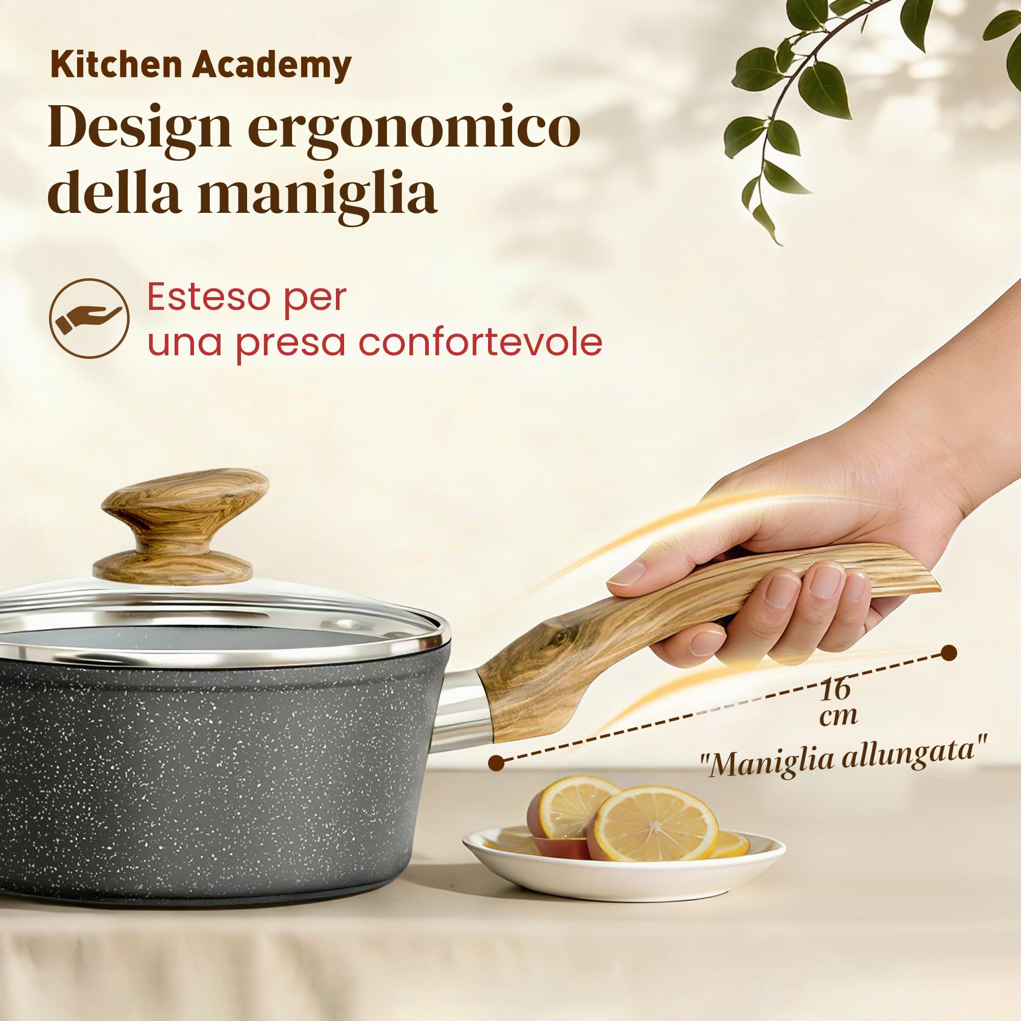 Kitchen Academy Set di pentole a induzione, set di pentole e padelle antiaderenti in granito da 12 pezzi, colore: grigio