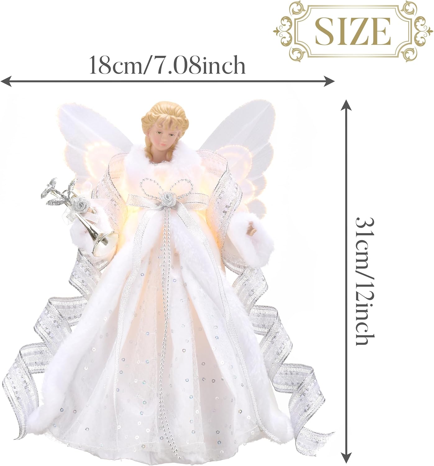 Valery Madelyn Lighted Christmas Angel Tree Topper with Timer& Christmas Stockings Decorations（2 Items Buddle