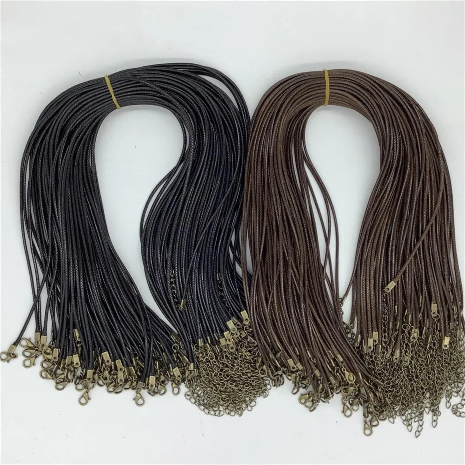 Cordino Per Collana Cordone for collana cerato con catena in bronzo | Chiusura a moschettone marrone da 20 pezzi da 45 cm for perline di gioielli fai-da-te(Black 2,2mm)