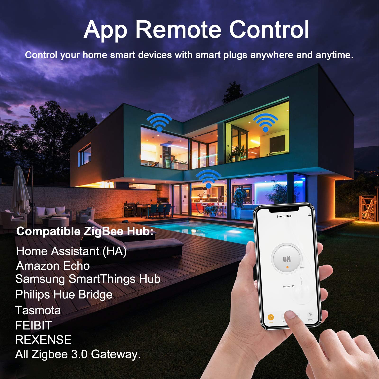 ZigBee Prise Connectée, Prise Intelligente avec Surveillance de la consommation, 16A Alexa Prise avec Contrôle à Distance compatible Alexa/Google Home,Fonction de Temps,Commande Vocale,Hub Requis 4PCS