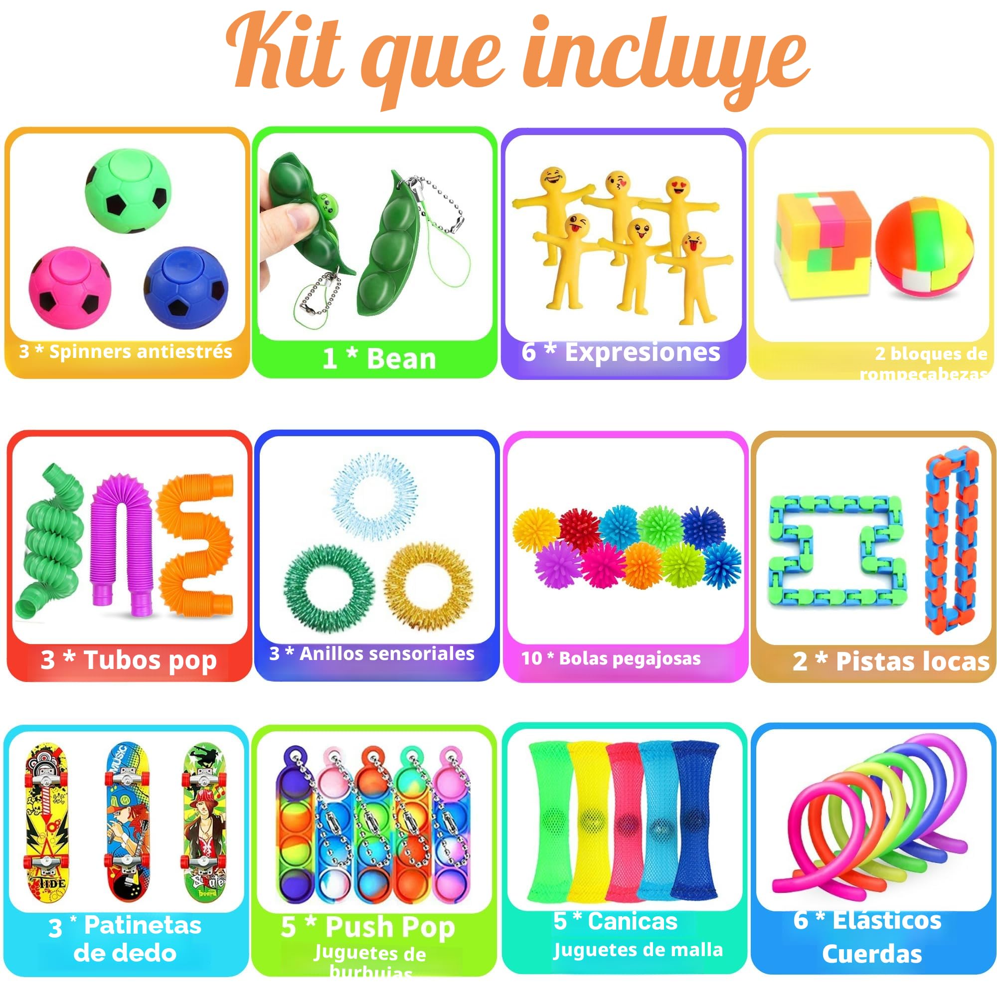 Chennyfun Kit de Juguetes Sensoriales, 80PCS Juguetes Antiestrés,Juguetes Aliviar el Estrés con Cubo Infinito, Unicornio Fidget Toy para Aliviar el Estrés y el Ansiedad Niños y Adultos, Autismo, TDAH