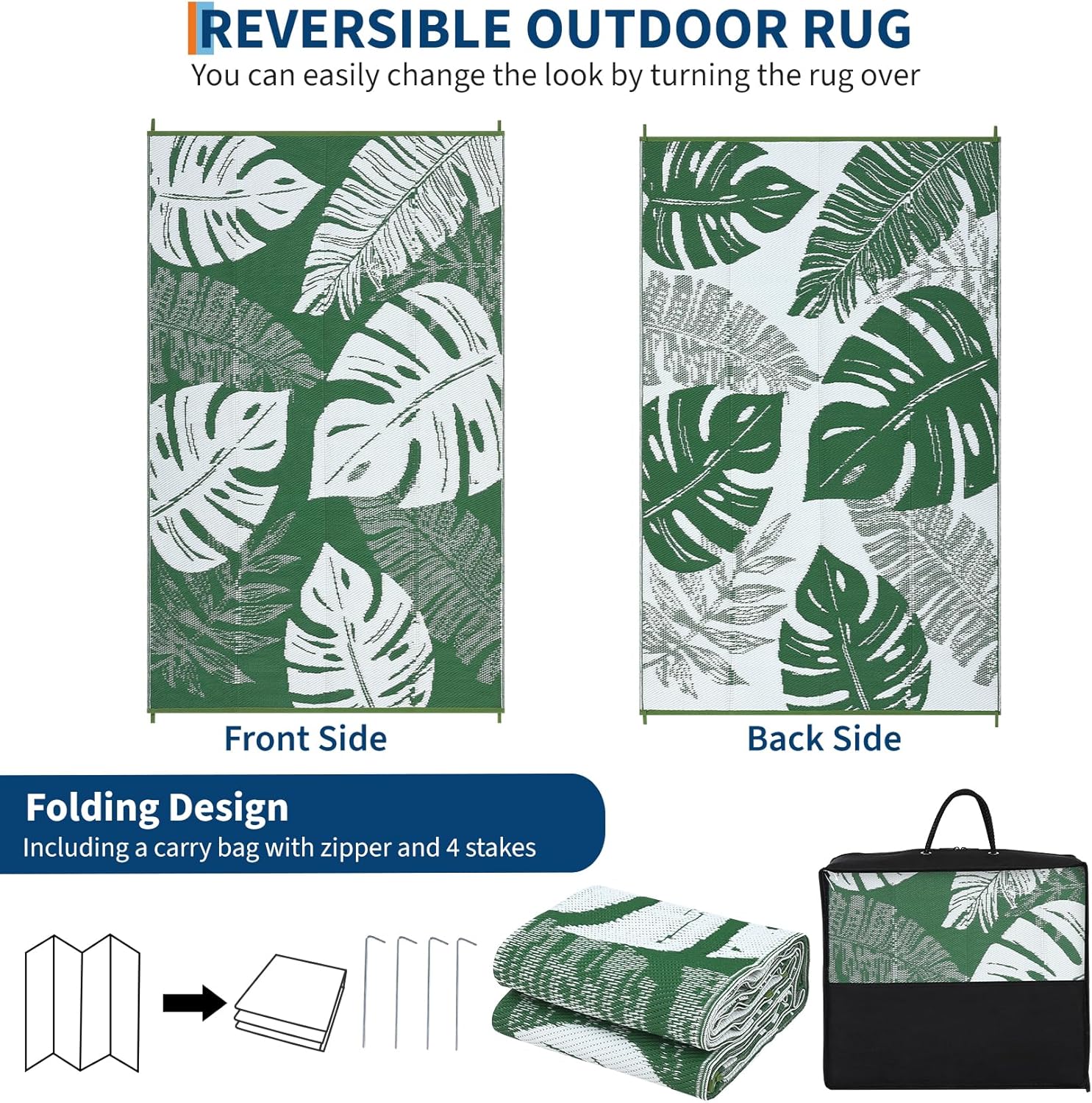 Outdoor Patio Rug Plastic Straw Rug RV camping Waterproof Reversible Carpet Mat - Picture 33 of 48