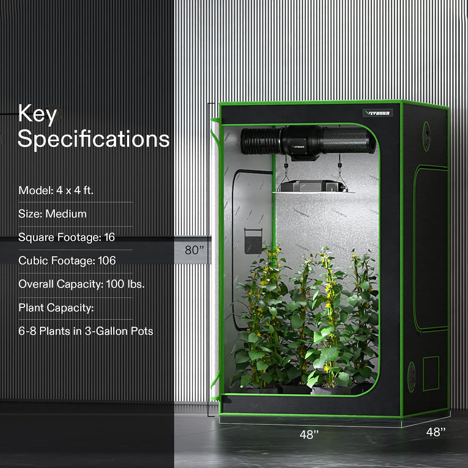 Buy VIVOSUN 4x4 Grow Tent, 48x48x80 