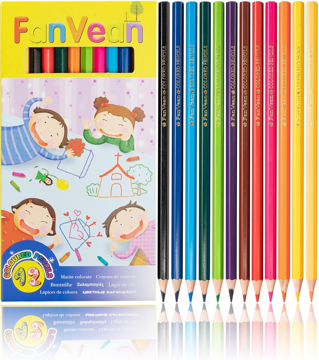 Colored Pencils for Kids Classroom Set, 12 Count Pre-sharpened Coloring pencil Bulk Gift
