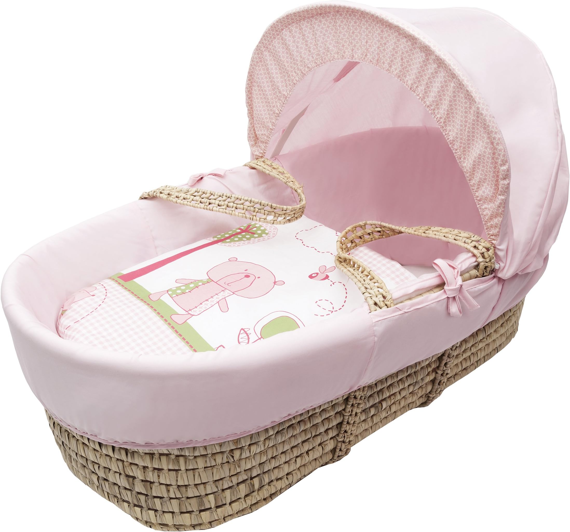 ELEGANT BABY Kinder Valley Beary Nice Pink Moses Basket Bedding Set