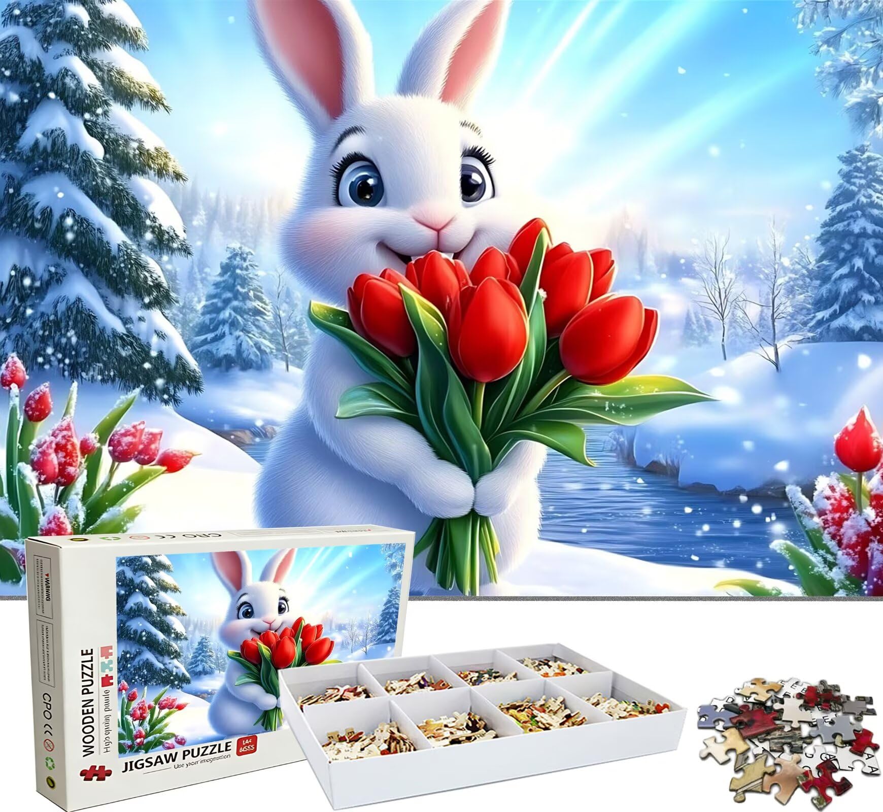 Puzzle 3000 Teile, Holzpuzzle Erwachsene - Impossible Puzzle 122 x 81 cm niffliges Denkspiel & Denksport für Frauen & Männer, Familienspiel für Spieleabende,Geschenk für Frauen Tier Kaninchen-2 w0-173