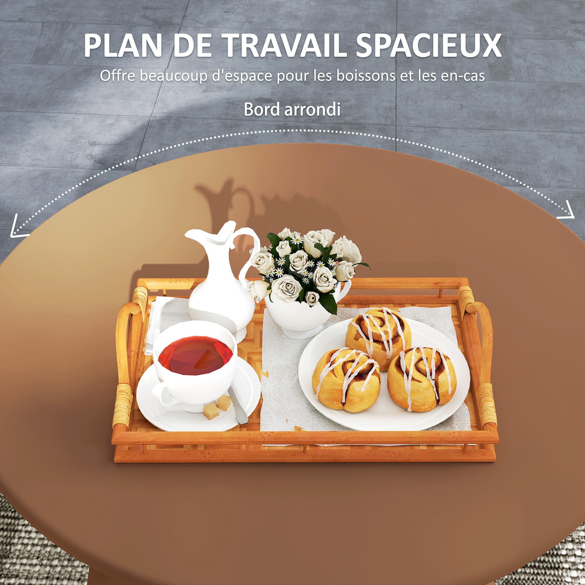 Outsunny Petite Table Basse Ronde Ø 70 x 42 cm, Cadre en métal, Orange