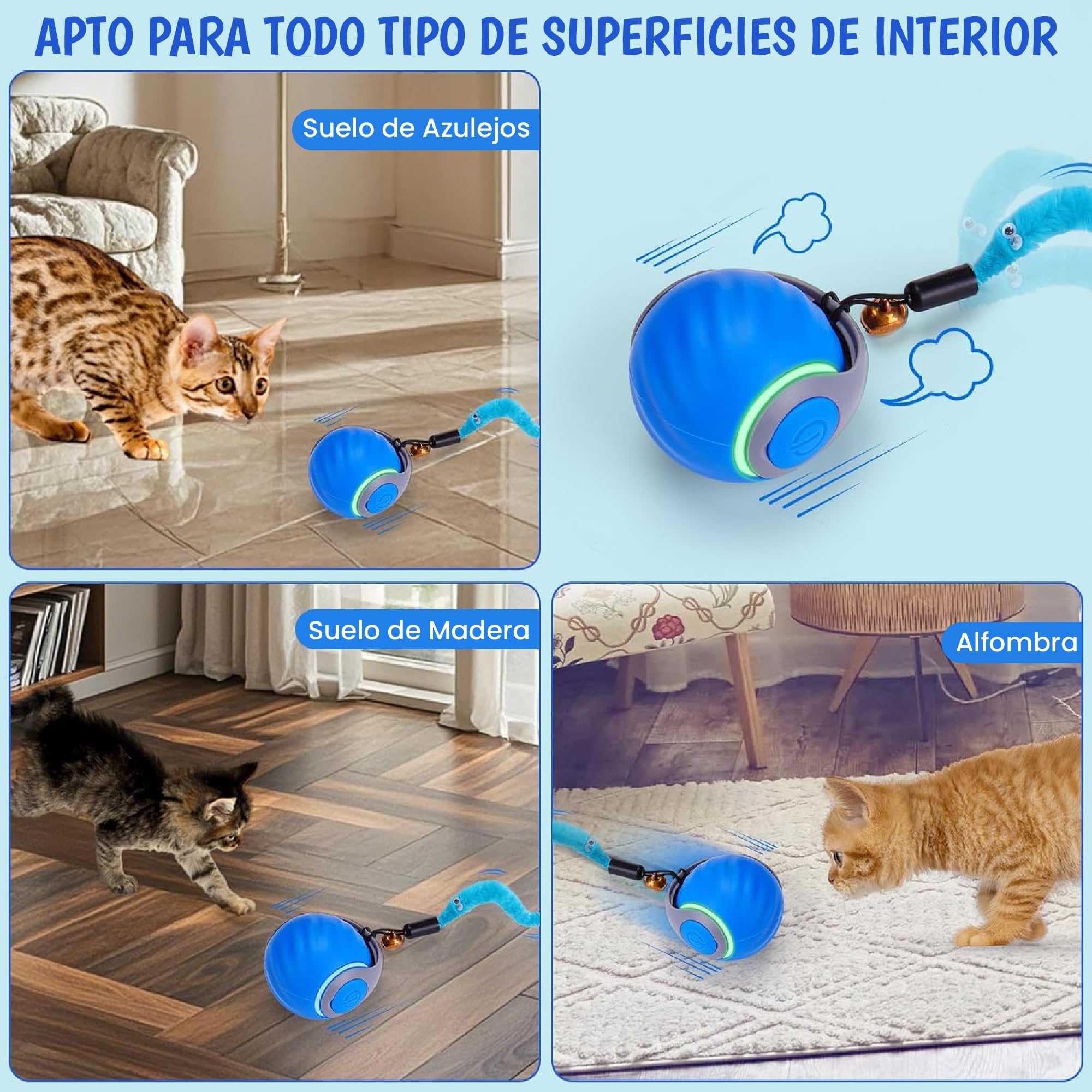 Doggie Juguete Gato 2 Velocidades - Juguete Interactivo Gato y Pelota Interactiva para Gatos - Juguetes para Gatos Innovadores - Cat Toy para Ejercicio y Diversión