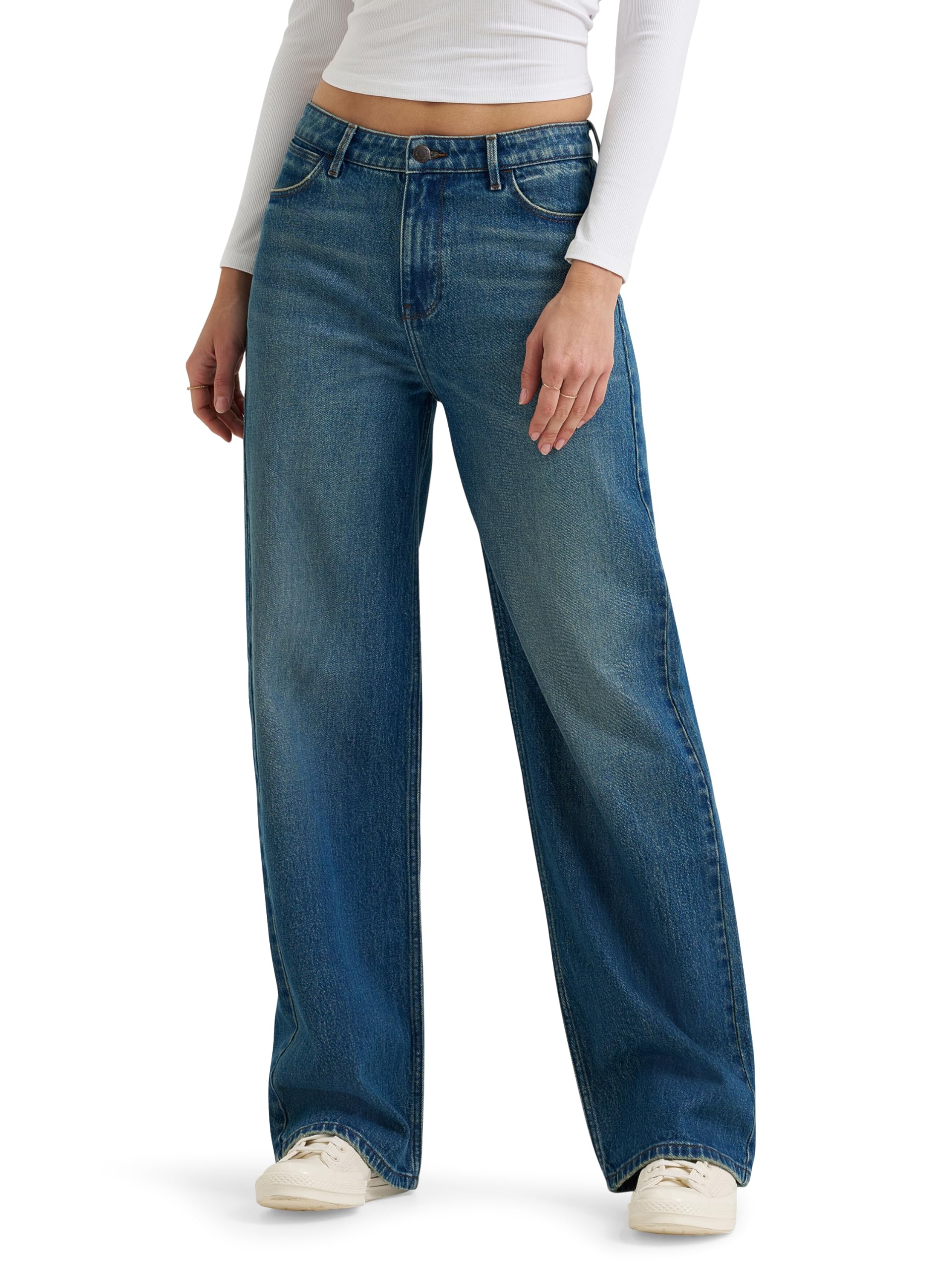 Wrangler Women's Ace Mid Rise Loose Straight Jean, 16
