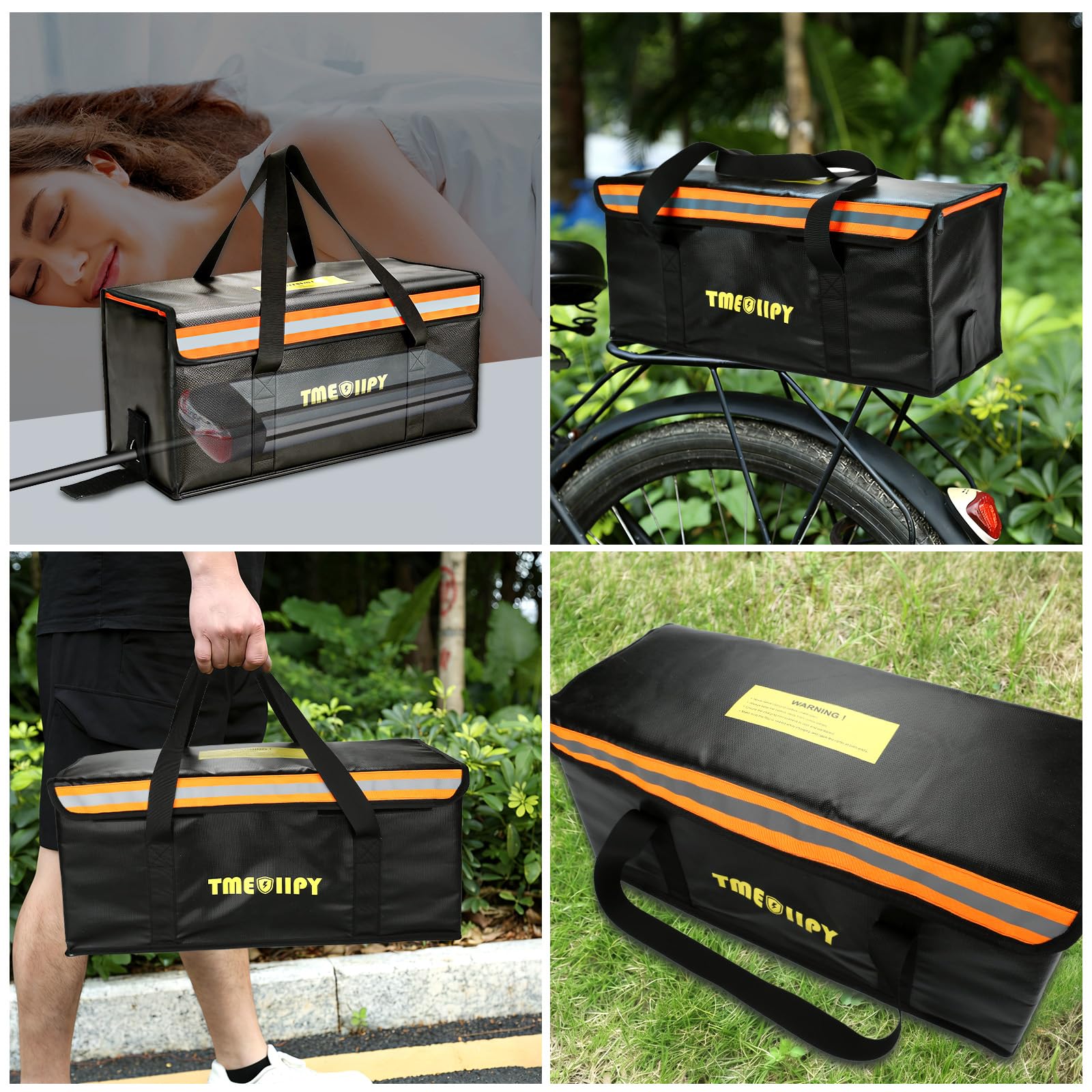 Sac Anti Feu Batterie Lithium pour Charge et Stockage Batterie Li-Po VAE | Résistant à 1800°F, 3 Couches, Étanche, 56x22x24 cm, Portable – Idéal Maison, Camping, Voyage. Pour E-Bike, Li-Po, Powerbank