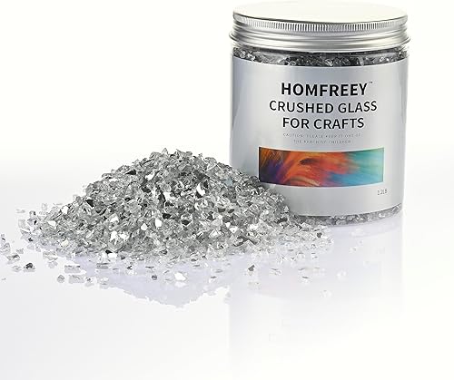 Vidrio triturado para manualidades, piezas de vidrio roto de espejo de 0.079 a 0.157 pulgadas para arte de resina. Florero, bar, pecera, jardín,