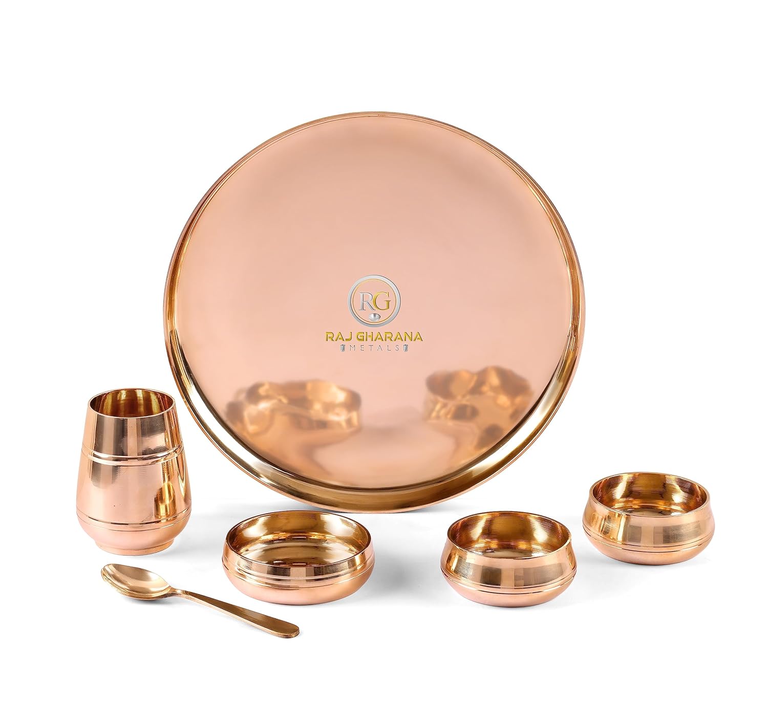 Pure Kansa Thali Set Bronze Dinner Set Handi Shape Glossy Finished