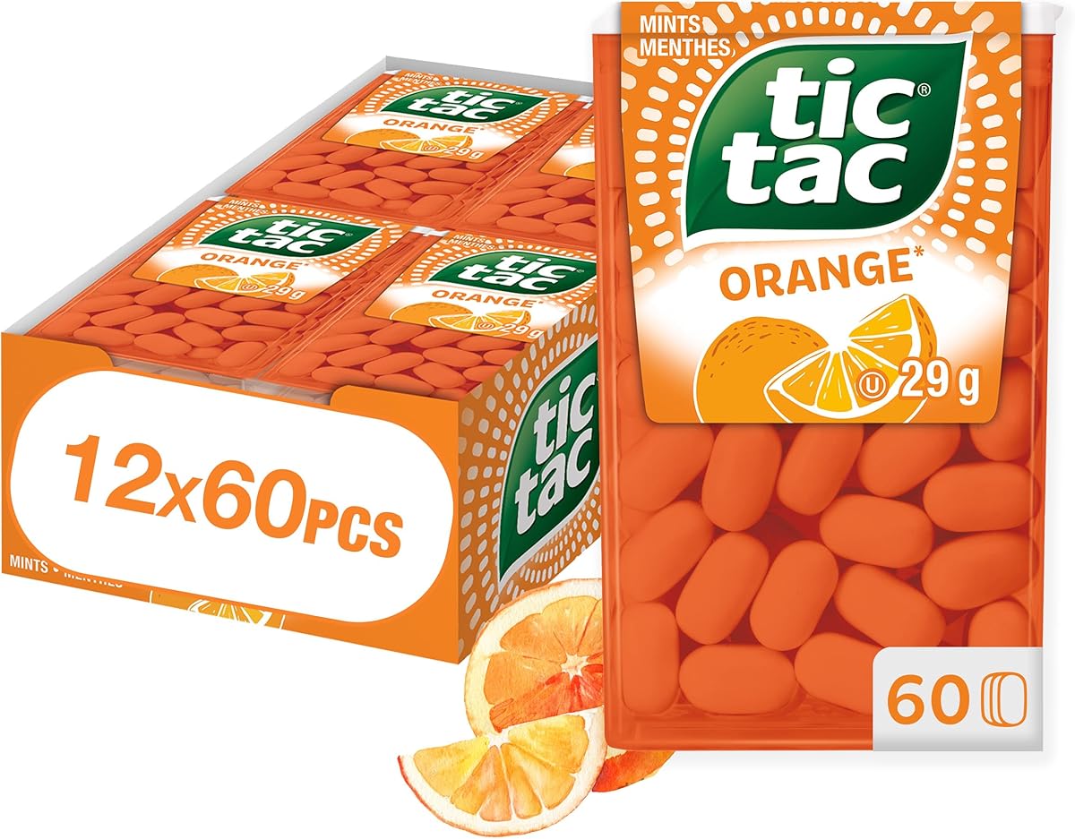 TIC TAC Mints; Orange; Mint Candy; 29g Singles; 12 Count Bulk Candy Mints