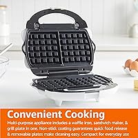 Vista 8 de Yaxa Basics Wafflera, Sandwichera y Parrilla 3 en 1 Blanca, 700W