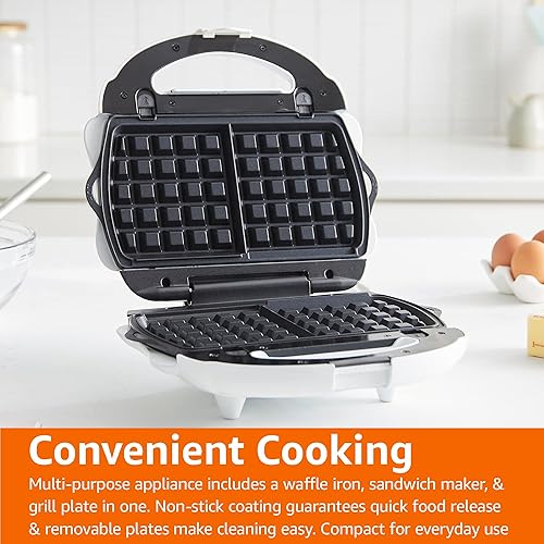 Vista 8 de Tienda Basics Waffle, Sandwichera y Parrilla 3 en 1 Blanco, 700W