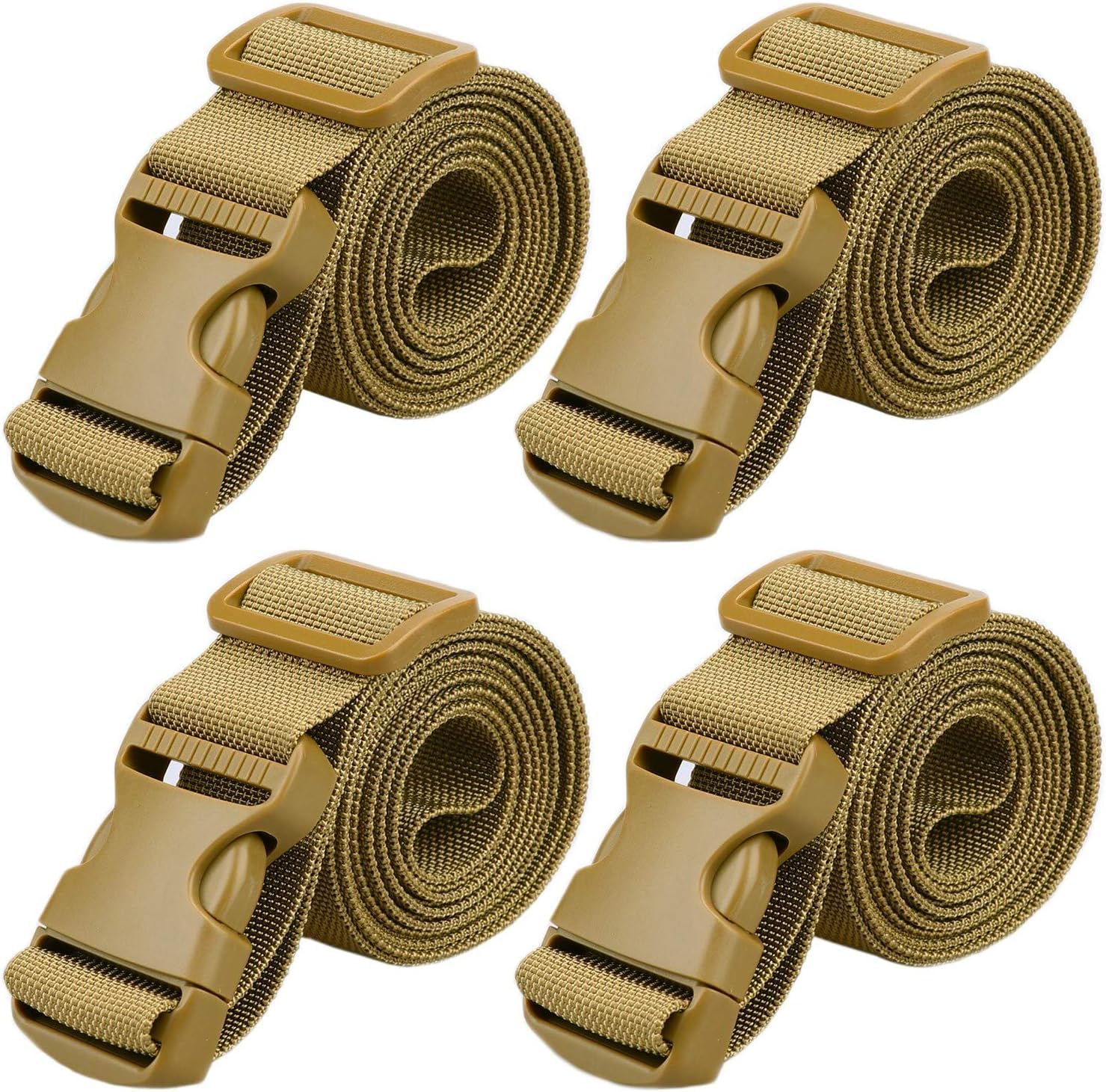 MAGARROW 2" Utility Luggage Straps with Buckle Adjustable, 4-Pack (Black, 2 in x 5.4 ft)