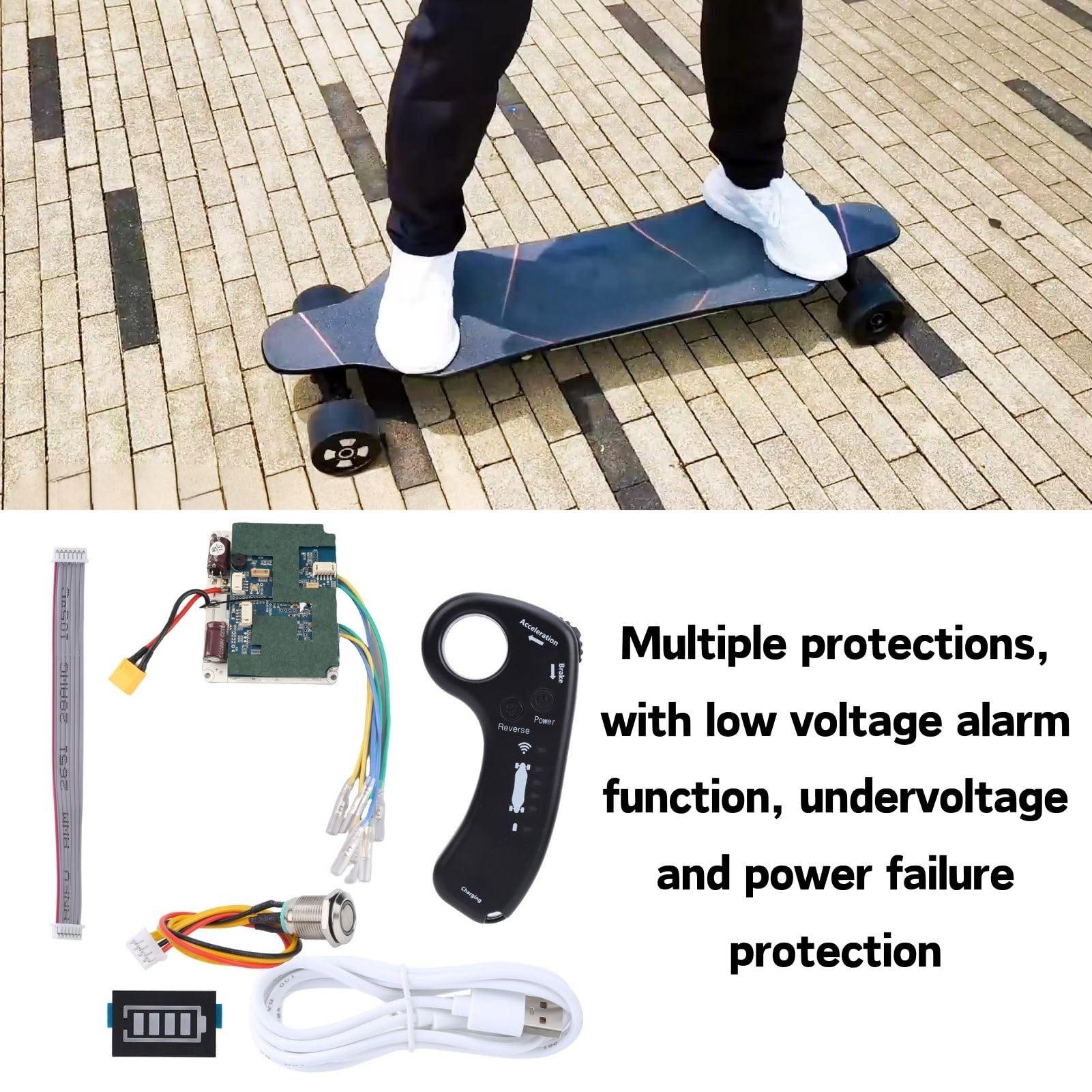 Kit Telecomando Controller per Skateboard Elettrico, 36V 10S 12A Longboard Elettrico Sinusoidale Dual Drive Hub Motor Controller Scheda Madre ESC con Telecomando