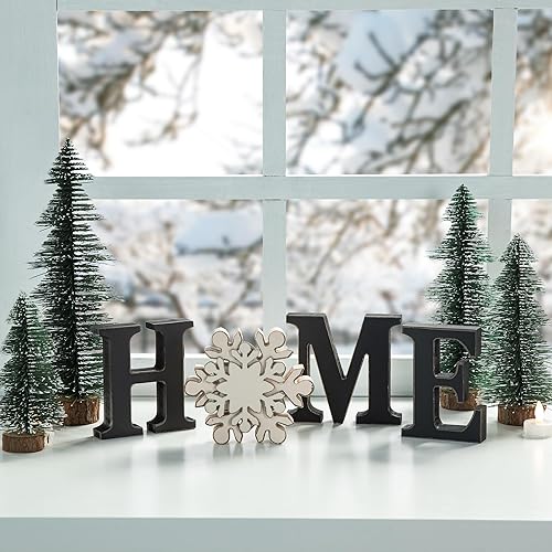 Miniatura 8 de Glitzhome Letreros intercambiables para casa y mesa con 13 piezas de iconos de temporada, letrero de madera intercambiable para casa para decoración