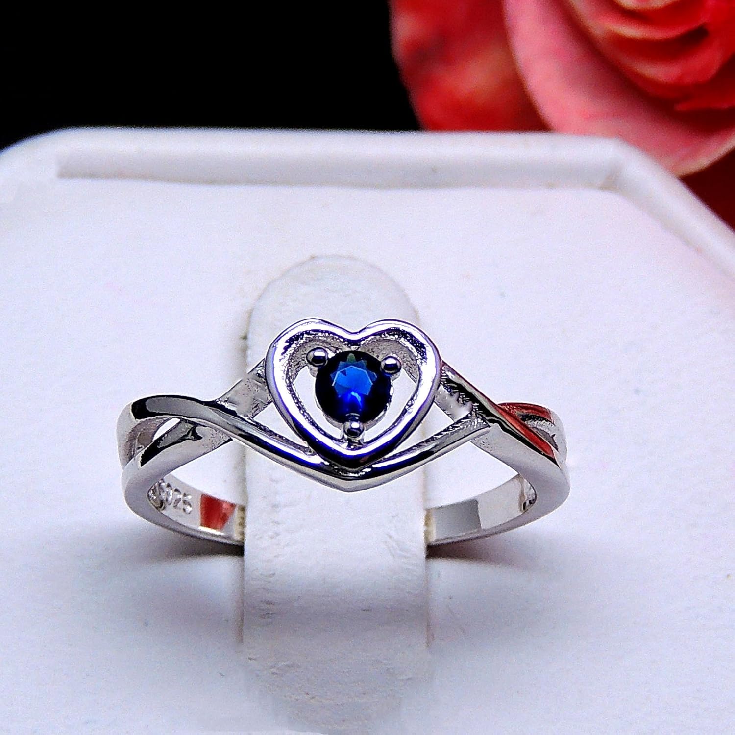 Christine Heart Birthstone Ring for Women by Ginger Lyne | Sterling Silver Engagement Ring for Women| Cubic Zirconia Colored Stone for Birth Month