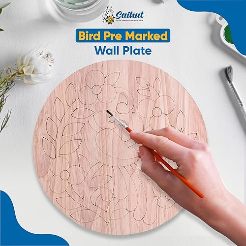 Miniatura 4 de Saihut Kit de pintura acrílica con vibrante juego de pintura de madera, incluye 1 contorno de madera premarcado, 10 pinturas de tiza, bandeja de