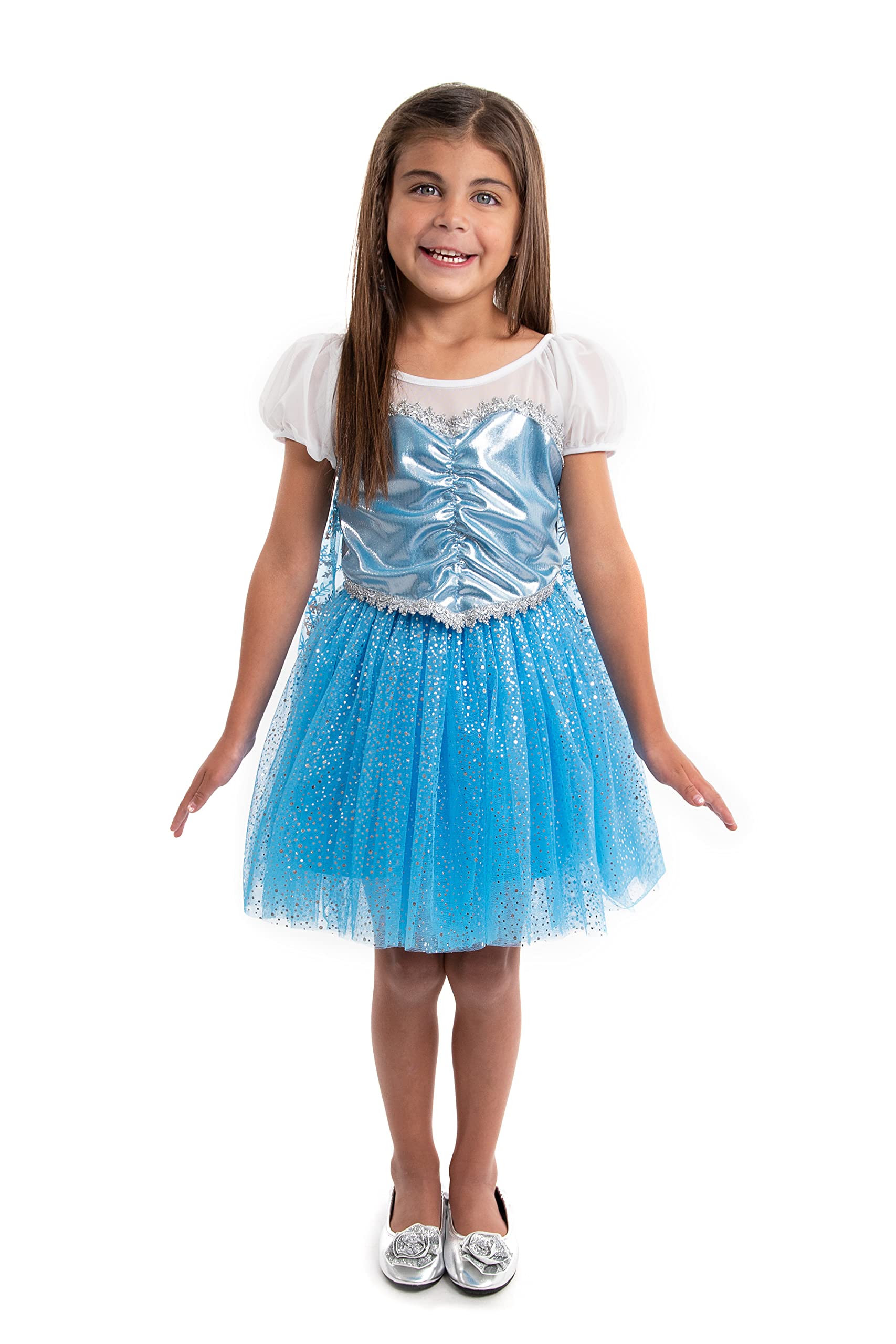 Little Adventures Ice Princess Party Dress - Machine Washable Child Pretend Play Costume Outfit with No Glitter