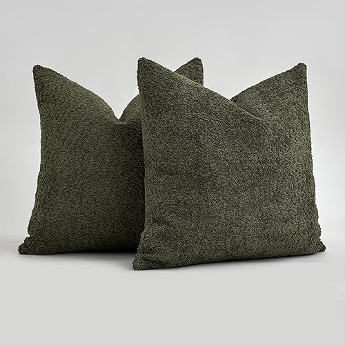 MOROCO Juego de 2 fundas de almohada neutras de 20 x 20 pulgadas, fundas de almohada de felpilla texturizada, almohadas decorativas para sofá, para