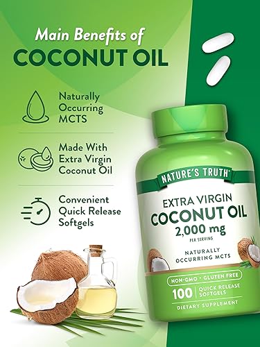 Miniatura 6 de Cápsulas de aceite de coco  100 cápsulas blandas  MCT de origen natural  Sin OMG y sin gluten  Por Nature's Truth