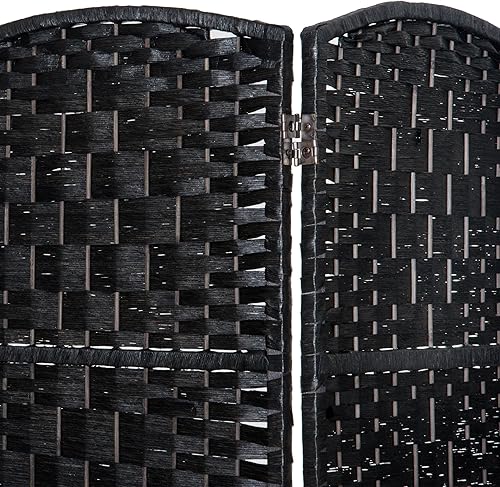 Miniatura 6 de HOMCOM Divisor de habitación, pantalla de privacidad plegable de 6 paneles, divisor de pared de 6 pies de altura portátil de mimbre entretejido para