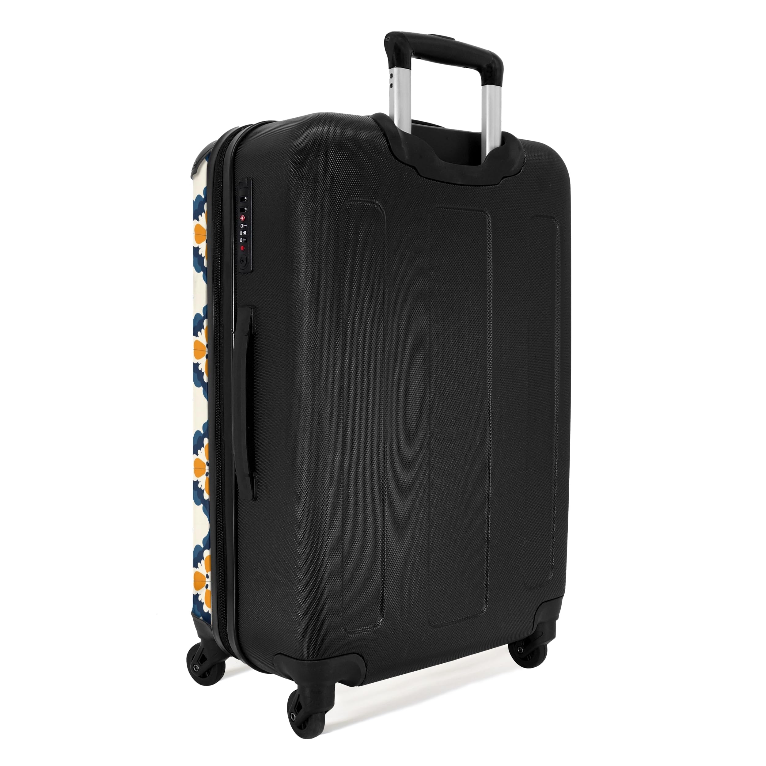 NoBoringSuitcases.com® Koffer Mittelgroß 67x43x25 cm Hartschalenkoffer L Trolley Rollkoffer 4 Rollen Leicht Hartschale Mittel Groß Klassisch - Geometrisch - Blau