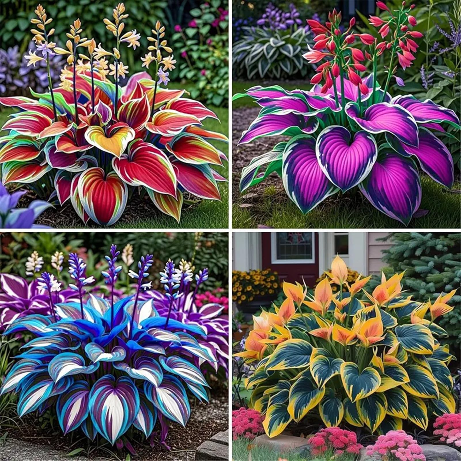 Brilliant Rare Mixed Hosta, Perennials, Hardy Shade Tolerant, Use for Ground Cover & Pots, Create Cool Shaded Gardens, Excellent Display-8 Bulbs-E