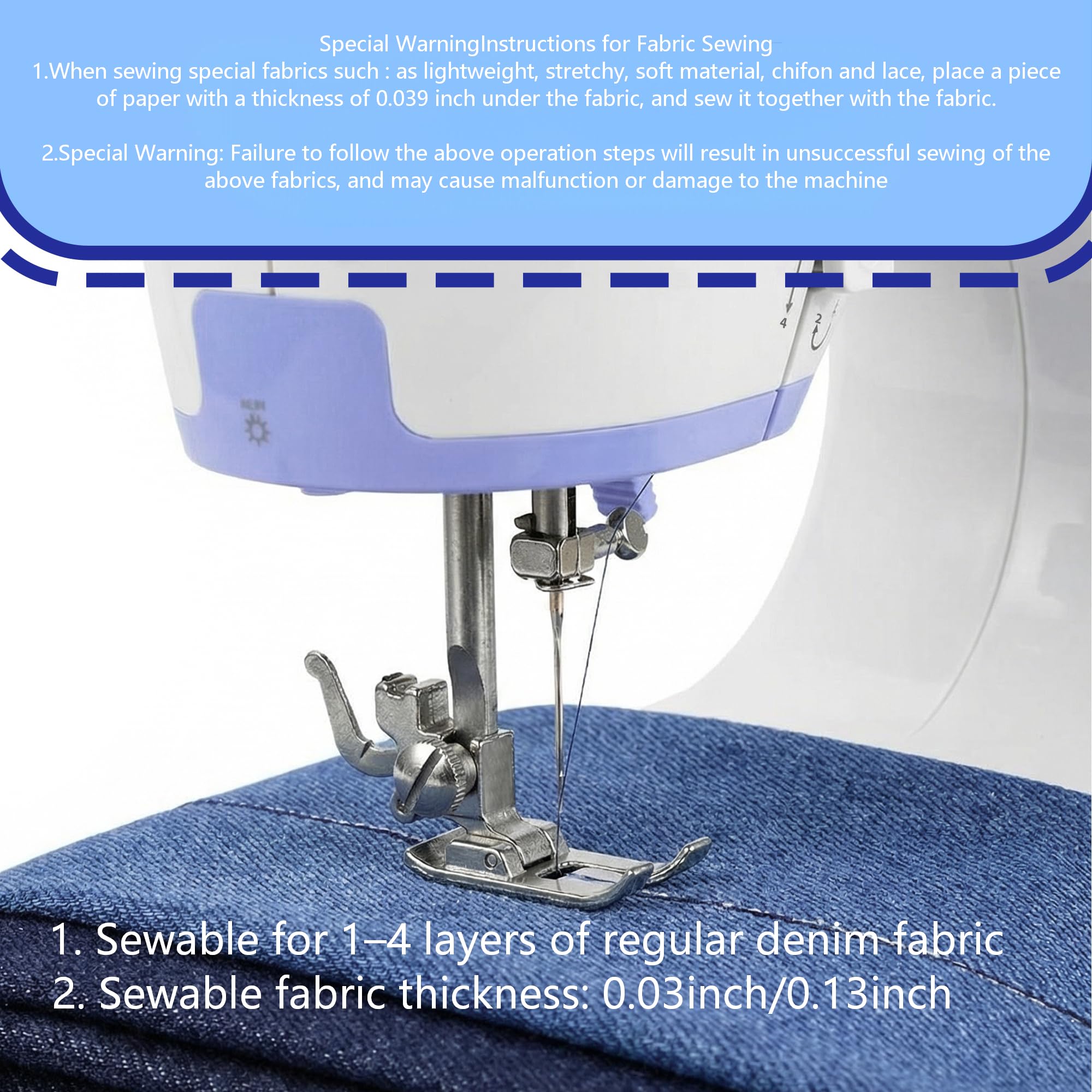 Stoigeld - Máquina de coser para principiantes con 20 piezas de tela y 32 piezas. Agujas 10 piezas/1 bolsa. Kit de hilos de coser, máquina de coser portátil con 12 puntadas integradas y 2 velocidades