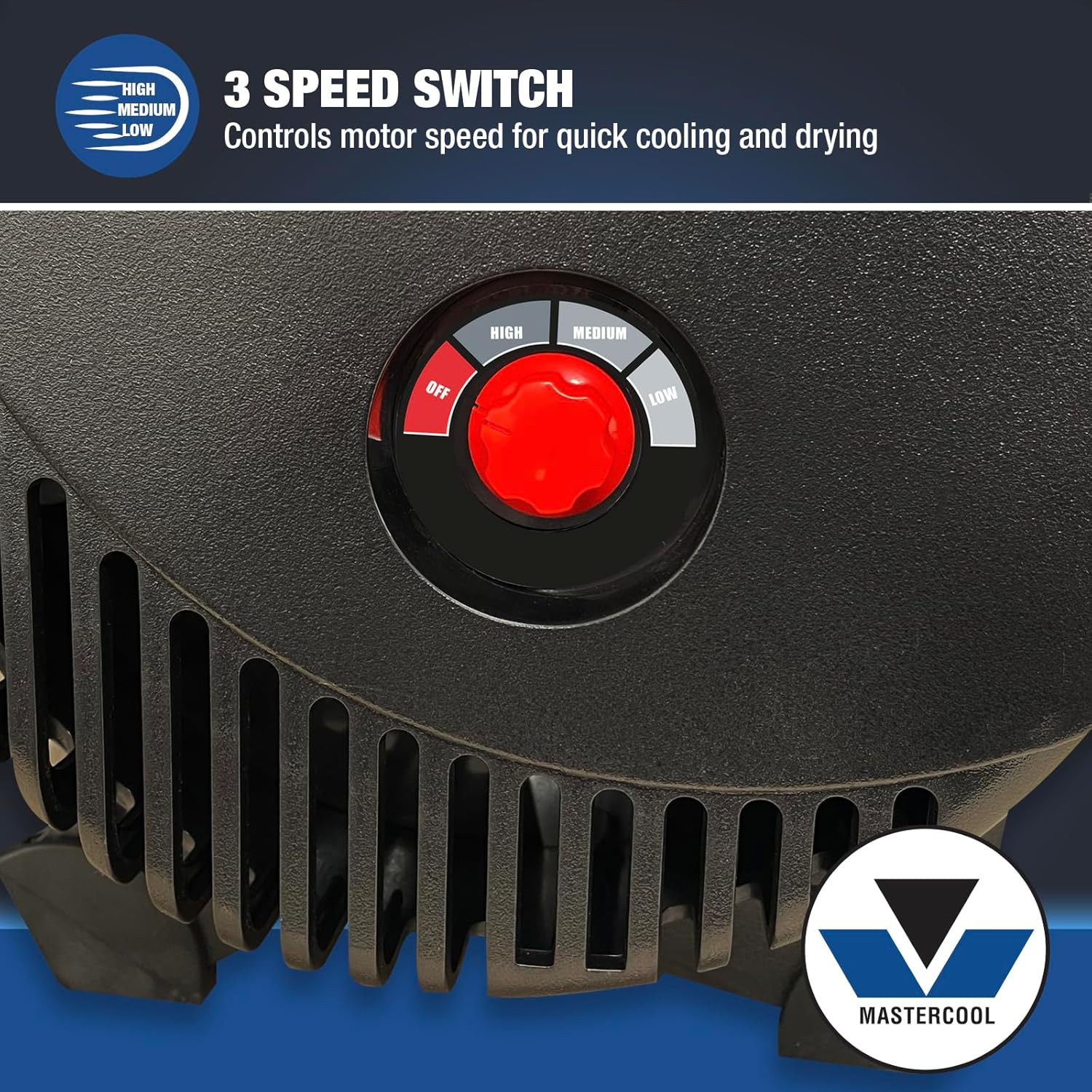 Mastercool 1200 CFM Blower Fan (21200-A), Cools & Dries, 3-Speed, Impact-Resistant ABS, Adjustable Feet, 2 Grounded Receptacles, 8.5 ft. Cord