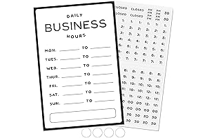 Modern Store Open Hours of Operation Sign for Glass Door (7.5” x 11.4”)