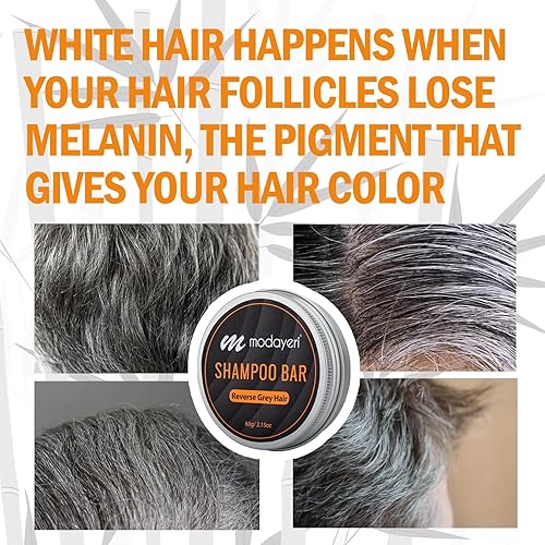 Miniatura 8 de Barra de champú para cabello gris reverso, hidratante, cuero cabelludo refrescante extra fuerte, cobertura de cabello gris, oscurecimiento y champú
