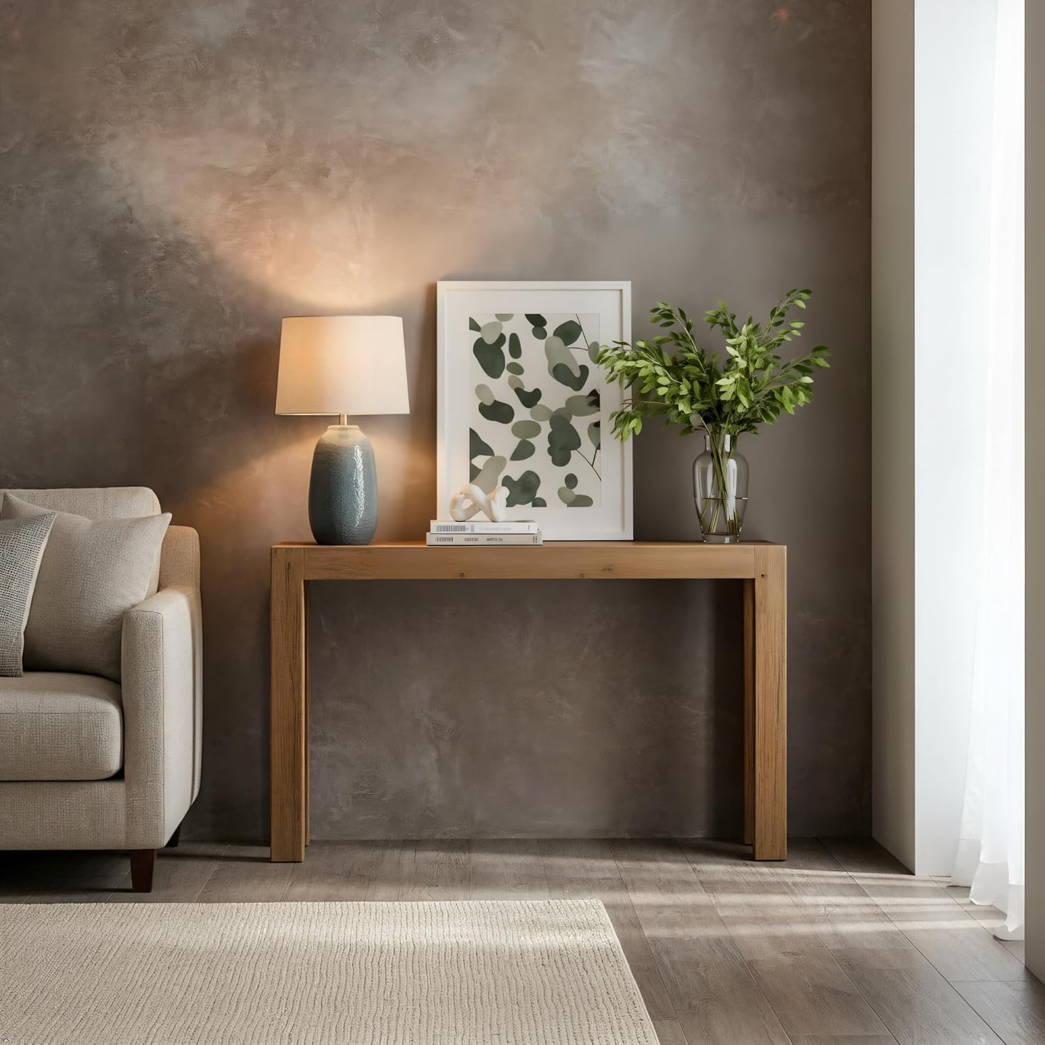 Plank+Beam Modern Solid Wood Console Table, 46 Inch, Sofa Table, Narrow Entryway Table for Hallway, Behind The Couch, Living Room, Foyer, Easy Assembly, Pecan - Image 3