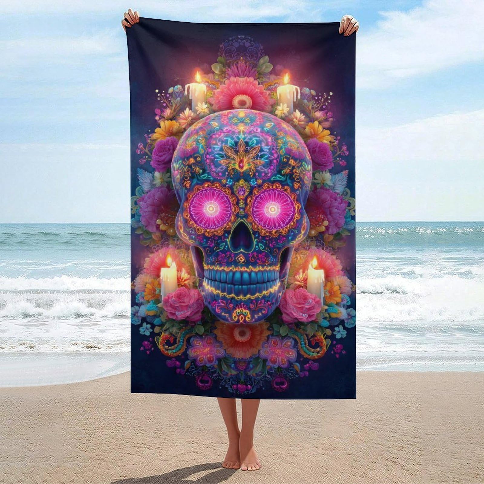 Serviette de plage douce Day of The Dead Art Print-5 pour en finir avec les sacs humides