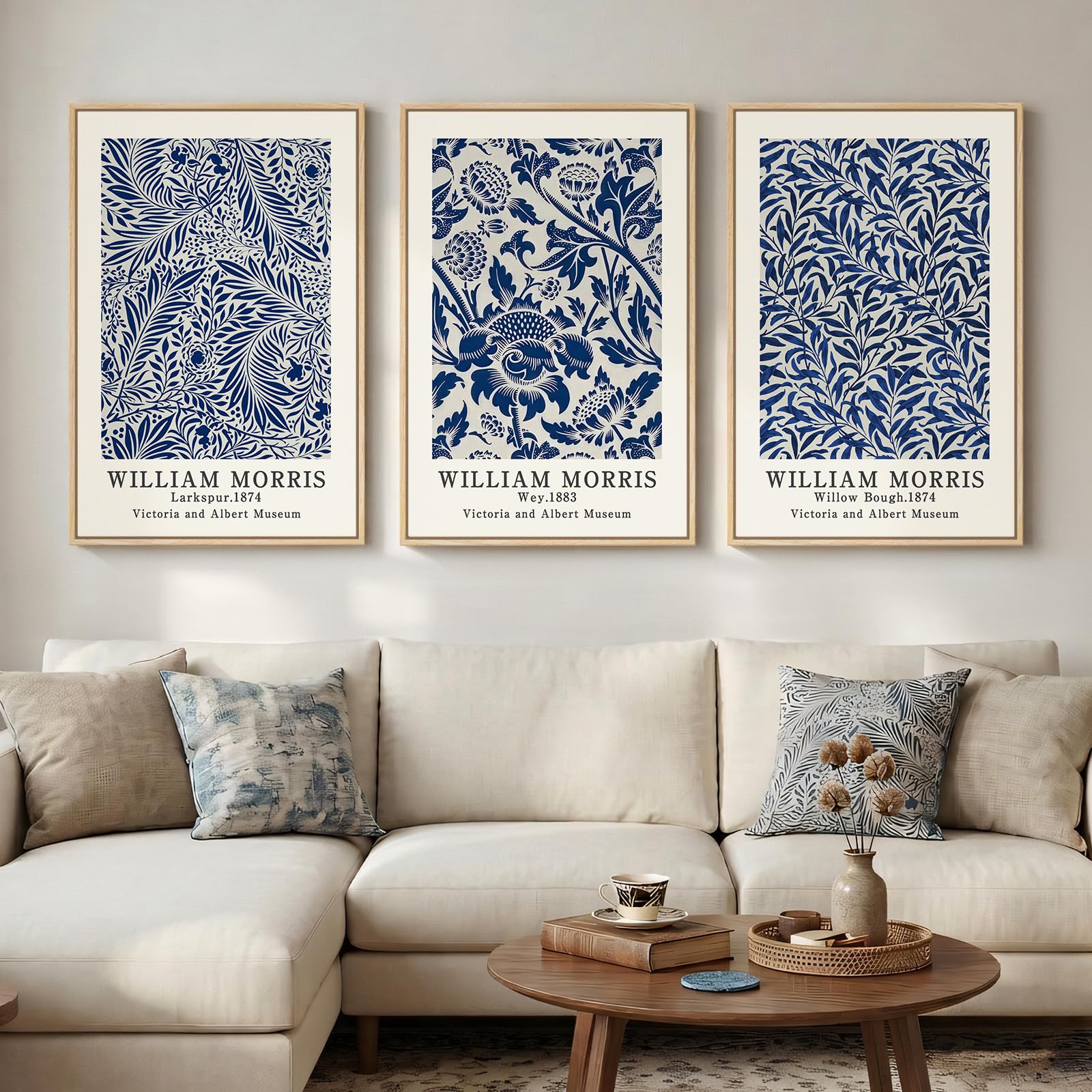 Amazon.com: Large Framed William Morris Blue Canvas Wall Art for