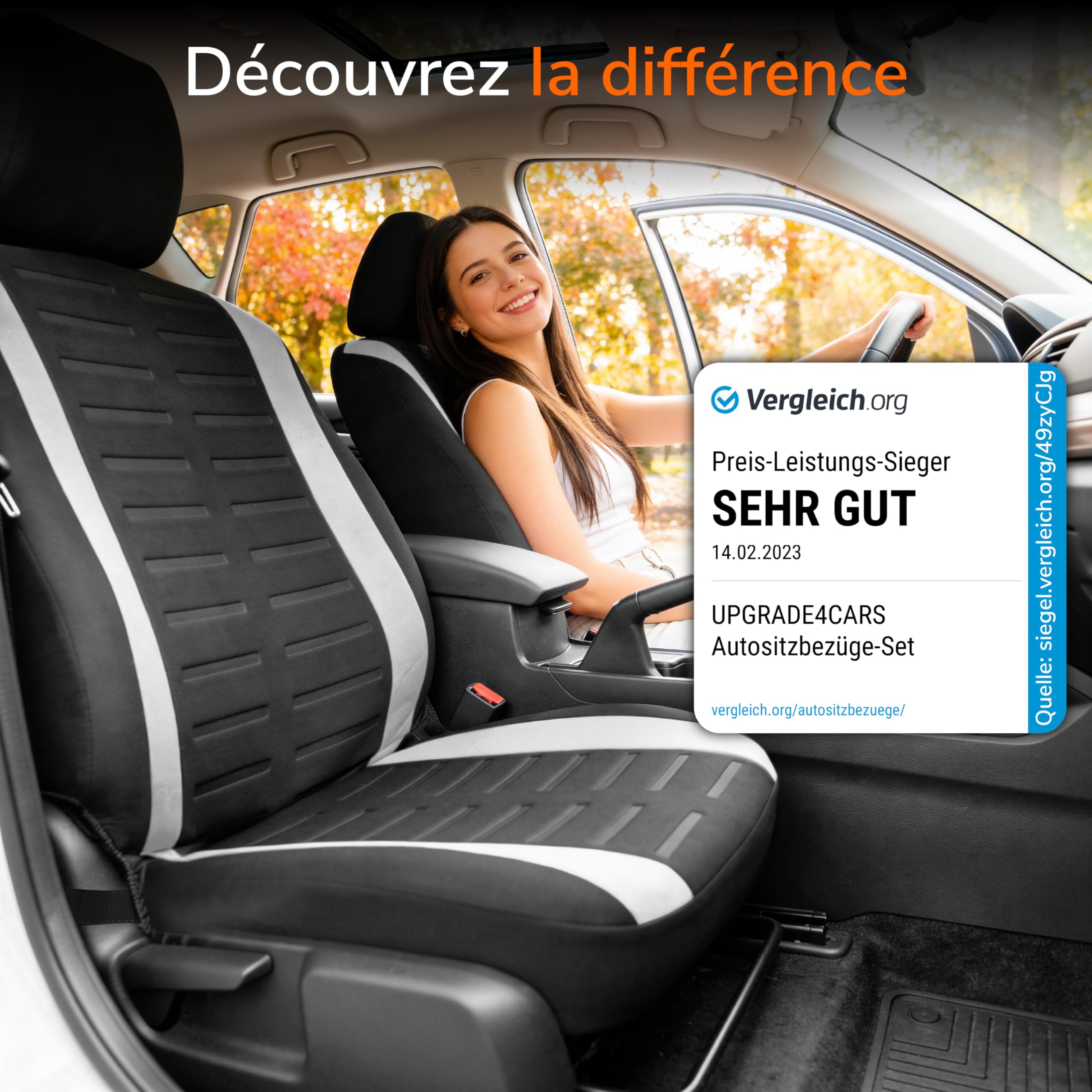 upgrade4cars Housses de Siège Avant Set Version 2026 Universel | Pour la plupart des voitures | respirant & pratique | Été & Hiver