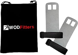 WODFitters Textured Leather Hand Grips for Cross Training, Kettlebells, Powerlifting, Chin Ups, Pull Ups, WODs & Gymnastic...