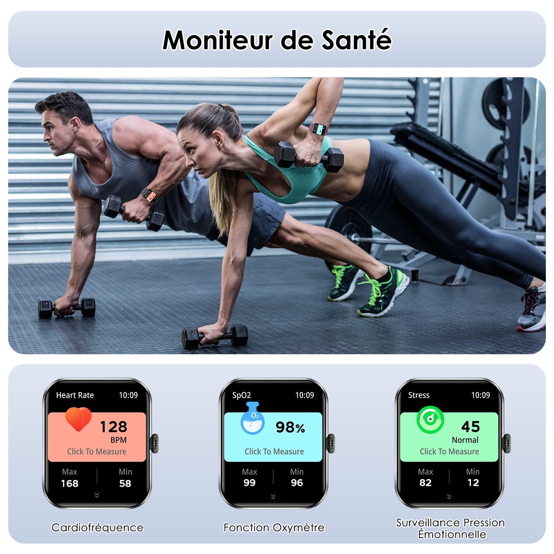IOWODO Smartwatch,Orologio Fitness per Donna Uomo,1.85'' HD Smart Watch con Risposta Chiamate,100+ Attività Sportive,Monitor Sonno e Cardiofrequenzimetro,Contapassi e Cronometro con Android e iOS
