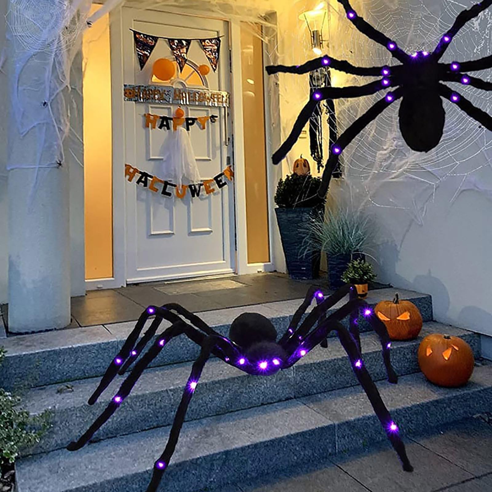 Decorazioni di Halloween Ragno incandescente Festa all'aperto Festival della decorazione del ragno Decorazione di Halloween Oggetti di scena ingannevoli Peluche Grande ragno Decor Outdoor (150 cm)