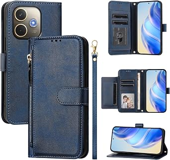 Compatible with Oppo A5 Pro 5G Phone Cases,Compatible with Oppo A5 Pro 5G CPH2711 CPH2695 Flip PU Leather Zipper Wallet Case Case Blue