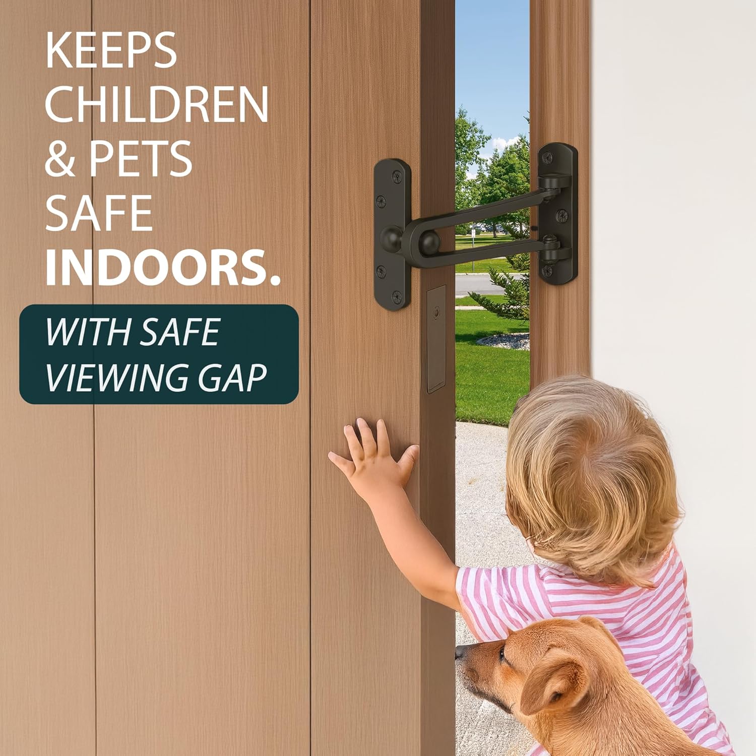 Mega Handles Safety Door Lock 2026 Version, Heavy-Duty Zinc Alloy 4.2" Door Lock, Swing Bar Door Guard, Safety Childproof Reinforcement Door Stopper for Kids (Matte Black)